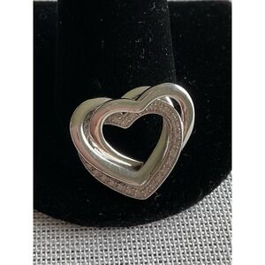 PAJ 925 Sterling Silver infinity double heart diamond pendant Estate jewelry